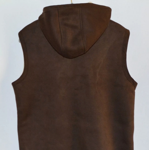 JONES NEW YORK SPORT Faux Suede Shearling Hooded Jacket Vest MEDIUM - Picture 5 of 6